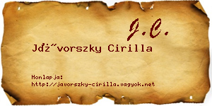 Jávorszky Cirilla névjegykártya